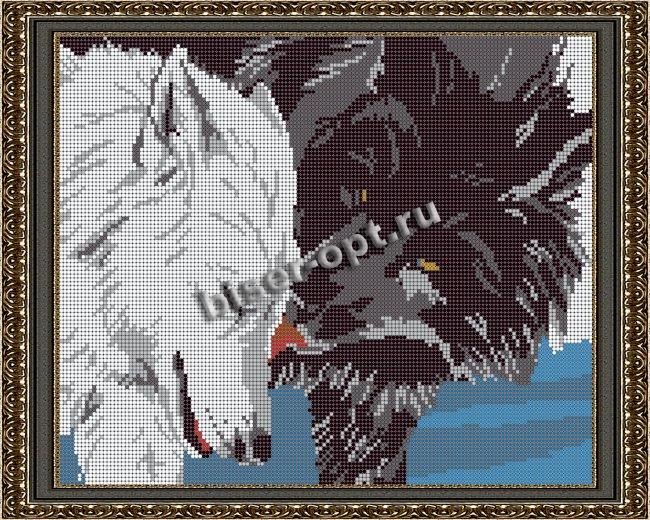 «Светлица» рисунок на ткани для вышивания бисером К-552П «Волки» 24*30см (1шт) цвет:К-552П