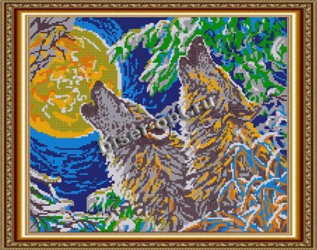 «Светлица» рисунок на ткани для вышивания бисером К-553П «Вой волков» 30*38см (1шт) цвет:К-553П