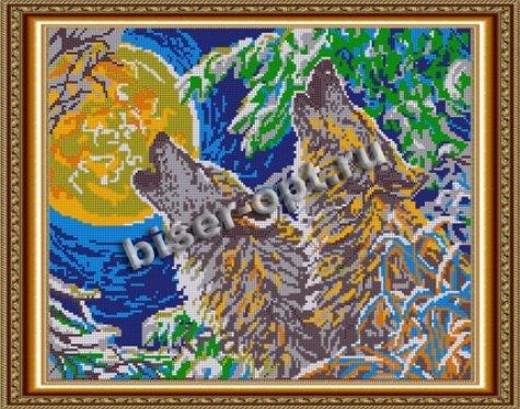 «Светлица» рисунок на ткани для вышивания бисером К-553П «Вой волков» 30*38см (1шт) цвет:К-553П