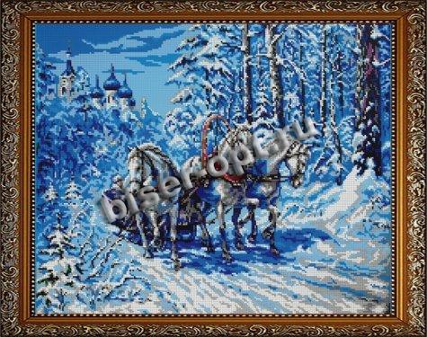 ВЛ-013 «Тройка лошадей» 48*38см схема для вышивания бисером «Вышивочка» (1шт) цвет:ВЛ-013