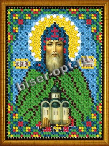 «Светлица» рисунок на ткани для вышивания бисером 765ЛМ «Св. Даниил Московский» 7,5*10см (1шт) цвет:765ЛМ