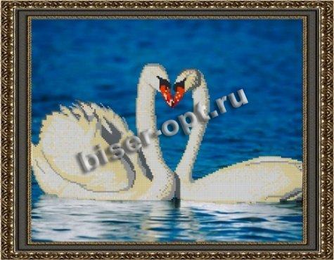 «Диамант» набор со стразами в подарочной картонной упаковке ДК-015 «Лебеди» 48*38см (1шт) цвет:ДК-015