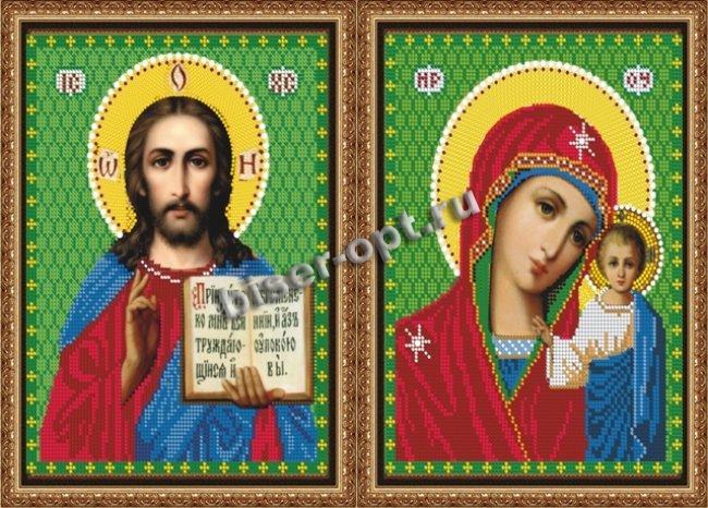 «Светлица» набор для вышивания бисером ВП316,319 «Венчальная пара. Бца Казанская и Господь Вседержитель» бисер Чехия 19*24см (2шт) цвет:ВП316,319