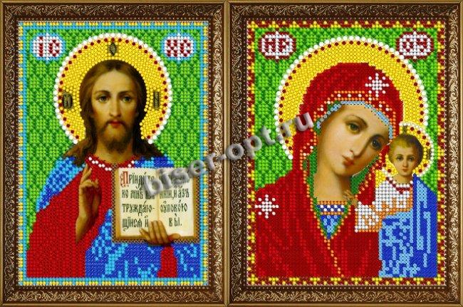 «Светлица» набор для вышивания бисером ВП319М,316М «Венчальная пара. Бца Казанская и Господь Вседержитель» бисер Чехия 12*16см (2шт) цвет:ВП319М,316М