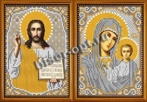 «Светлица» набор для вышивания бисером ВП457М,458М «Венчальная пара. Бца Казанская и Господь Вседержитель» бисер Чехия 12*16см (2шт) цвет:ВП457М,458М