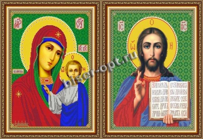 «Светлица» набор для вышивания бисером ВП316Б,410Б «Венчальная пара. Бца Казанская и Господь Вседержитель» бисер Чехия 30*38см (2шт) цвет:ВП316Б,410Б