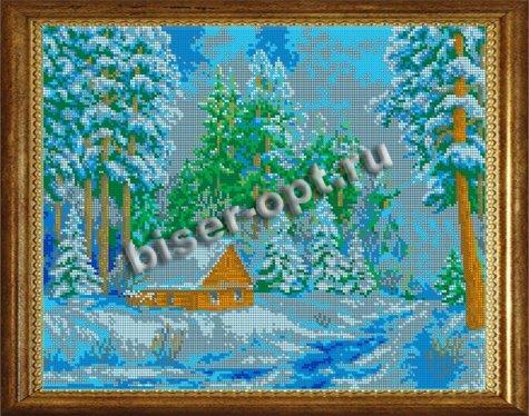 ВЛ-037П «Лесная сторожка» 38*30см схема на атласе для вышивания бисером «Вышивочка» (1шт) цвет:ВЛ-037П