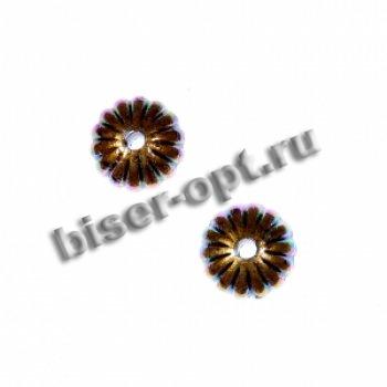 Бусины пластик AG013NT радужные "тыковка" 9*14мм (10шт) цвет:золото