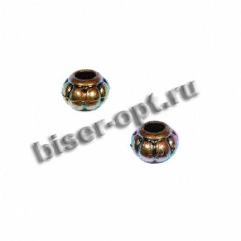 Бусины пластик AG030NS радужные "фонарик" 11*8мм (20шт) цвет:золото