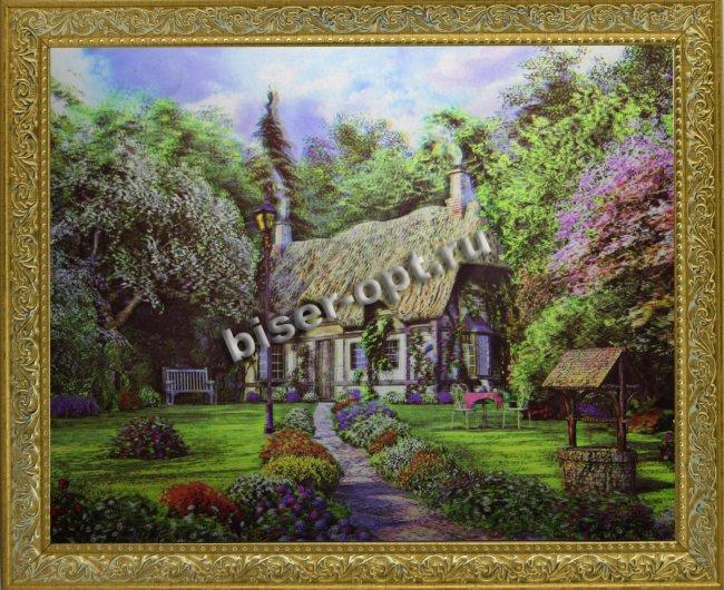 Картина 5D «Домик в лесу» 38*28см (1шт) цвет:12563