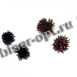 Нашивка на ткани FS5356 из бусин d 3,5см (2шт) цвет:1-серый