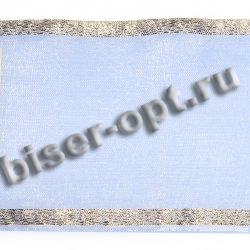 Лента капроновая с метанитом для бантов С3502 70-80мм (25м) цвет:501/З-белый/золото