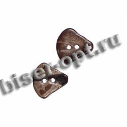 Пуговица из кокоса №4 листик 2 прокола 16мм (10шт) цвет:коричневый