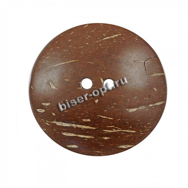 Пуговица из кокоса №41 круг 2 бол. прокола L100=62,5мм  (10шт) цвет:коричневый
