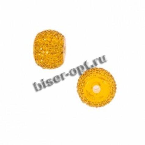 Бусина пластик фактурная FS5119 10*8мм отверстие d2мм (10шт) цвет:036-желтый