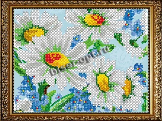 «Диамант» набор на атласе со стразами ДД-046 «Ромашка» 16,4*22,8см (1шт) цвет:ДД-046