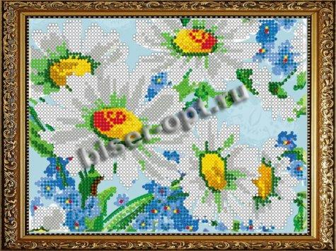 «Диамант» набор на атласе со стразами ДД-046 «Ромашка» 16,4*22,8см (1шт) цвет:ДД-046