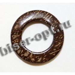 Кольцо из кокоса №45 узкое L48=30мм (10шт) цвет:коричневый