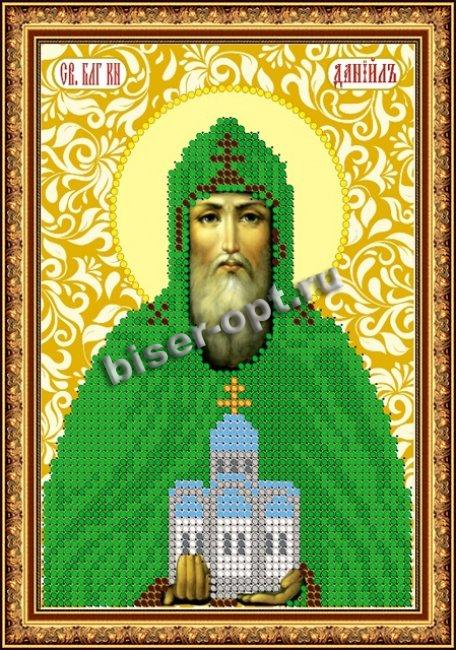 ВЛМ-765 "Св. Даниил Московский" 11*16см набор на атласе для вышивания чешским бисером "Вышивочка" (1шт) цвет:ВЛМ-765
