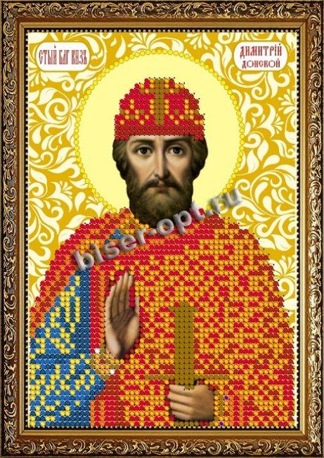 ВЛМ-766 "Св.Дмитрий Донской" 11*16см набор на атласе для вышивания чешским бисером "Вышивочка" (1шт) цвет:ВЛМ-766