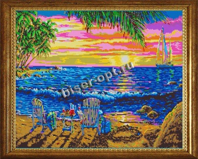 ВЛ-033П "Закат на море" 48*38см набор для вышивания чешским бисером "Вышивочка" (1шт) цвет:ВЛ-033П