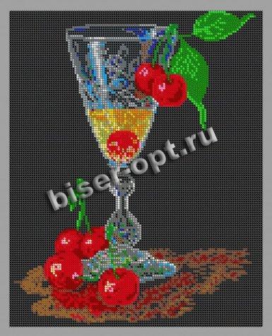 ВЛ-080П «Бокал с вишней» 24*30см схема для вышивания бисером «Вышивочка» (1шт) цвет:ВЛ-080П