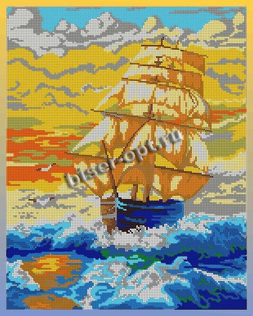 ВЛ-081П "Море на закате" 30*38см набор для вышивания чешским бисером "Вышивочка" (1шт) цвет:ВЛ-081П