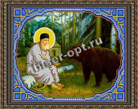 «Светлица» набор для вышивания бисером 7367 «Прп.Серафим Саровский кормит медведя хлебом» бисер Китай 19*24см (1шт) цвет:7367
