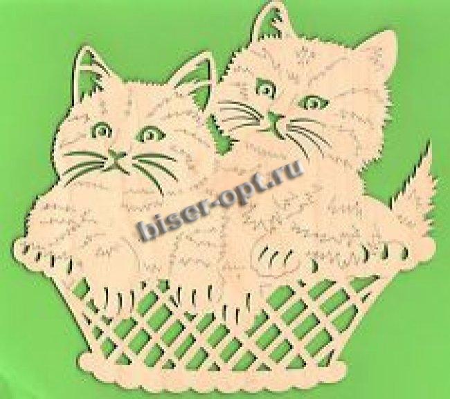 Добрый мастер деревянная заготовка для декупажа №17894 "Котята в корзине" 9,3*8,9см (1шт) цвет:дерево
