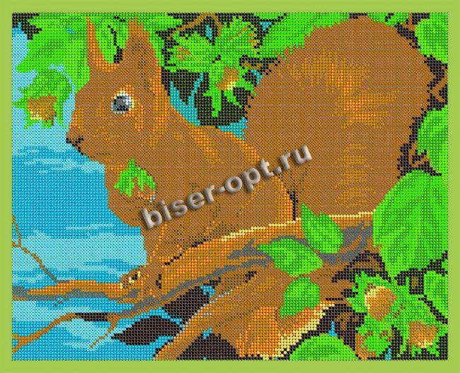 ВЛ-145П «Лесная белка» 30*24см схема для вышивания бисером «Вышивочка» (1шт) цвет:ВЛ-145П