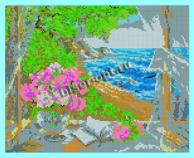 ВЛ-143П "Вид на море" 30*24см набор для вышивания чешским бисером "Вышивочка" (1шт) цвет:ВЛ-143П