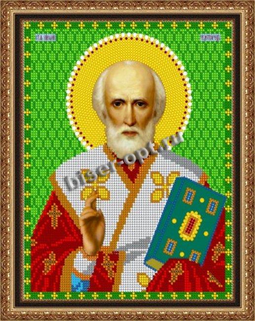 «Светлица» набор для вышивания бисером 7324-ЗФ «Св.Николай Чудотворец» бисер Китай 19*24см (1шт) цвет:7324-ЗФ