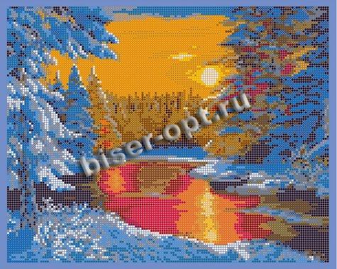 ВЛ-213П «Зимний пейзаж» 30*24см схема для вышивания бисером «Вышивочка» (1шт) цвет:ВЛ-213П