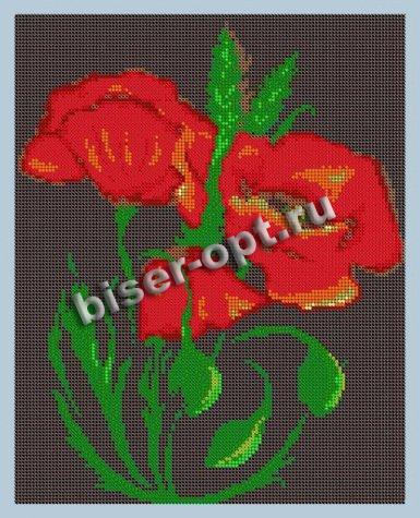 ВЛ-160П «Маки» 24*30см схема для вышивания бисером «Вышивочка» (1шт) цвет:ВЛ-160П