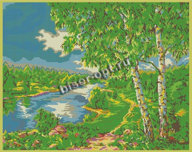 ВЛ-229П "Березки у реки" 48*38см набор для вышивания чешским бисером "Вышивочка" (1шт) цвет:ВЛ-229П