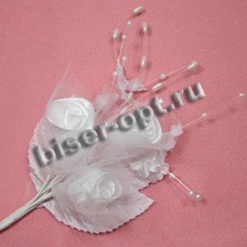 Бутоньерка № HF 7444 18*7см (12шт) цвет:501-белый