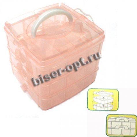Контейнер для мелочей № 03129 3-х ярусный 12,5*14,5*15 см (1шт) цвет:С521-персик