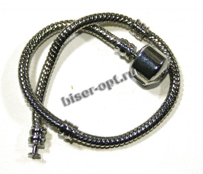 Браслет с застежкой "Pandora Style" 20см (10шт) цвет:никель