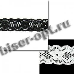 Кружево стрейч №2728 2,3см (20м) цвет:075-черный