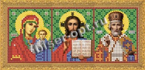«Светлица» рисунок на ткани для вышивания бисером 101Т триптих «Св. Николай Чудотворец» 17,5*7,5см (1шт) цвет:101Т