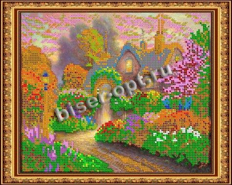 «Светлица» рисунок на ткани для вышивания бисером К-222 «Домик в лесу» 19*24см (1шт) цвет:К-222