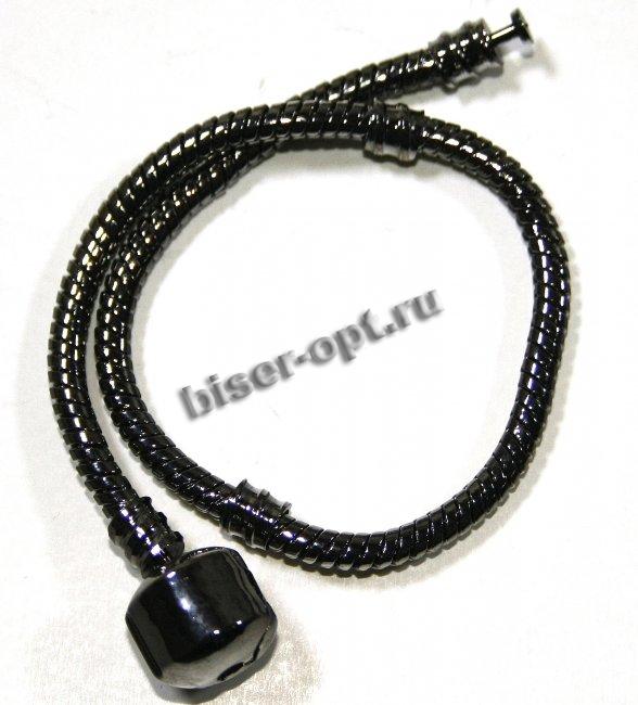 Браслет с застежкой "Pandora Style" 24см (10шт) цвет:никель