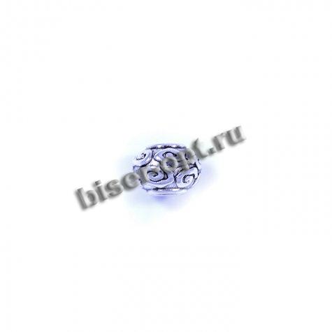 Бусина металл литье ZN-44105 10*7мм (5шт) цвет:никель