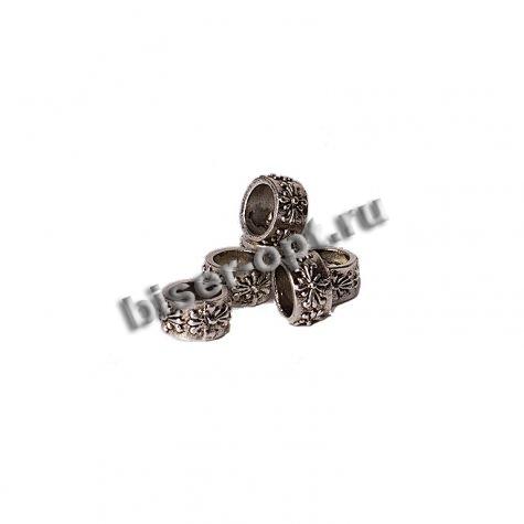 Бусина металл литье AD-62860 7*4мм (10шт) цвет:никель