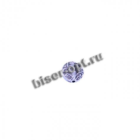 Бусина металл литье ZN-62117 d 13мм (10шт) цвет:никель