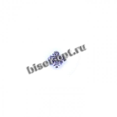 Бусина металл литье ZN-3284 12*12мм (10шт) цвет:никель