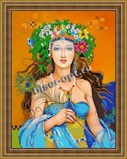 «Светлица» рисунок на ткани для вышивания бисером К-407 «Перо павлина» 30*24см (1шт) цвет:К-407
