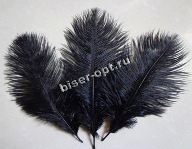 Перо страуса 5-15см (100шт) цвет:075-черный