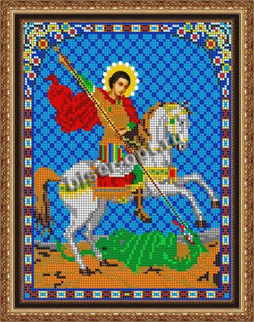 «Светлица» рисунок на ткани для вышивания бисером 445 «Св. Георгий Победоносец» 19*24см (1шт) цвет:445