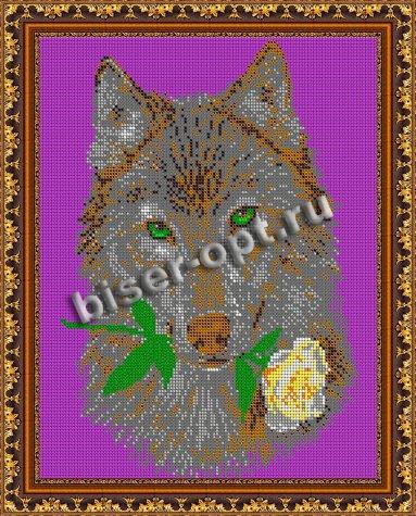 «Светлица» рисунок на ткани для вышивания бисером К-495П «Волк и роза» 24*30см (1шт) цвет:К-495П